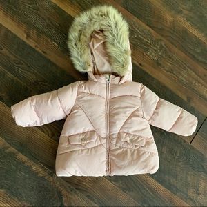 Zara Baby Girl Fur Hood Puffer Jacket